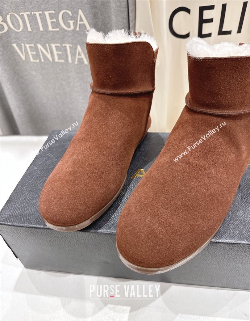 Alaia Suede and Wool Flat Ankle Boots Brown2 2025 AL102903 (MD-251029116)
