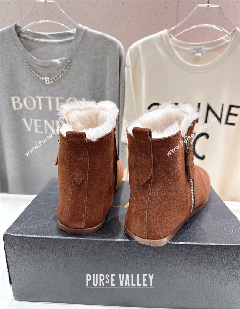 Alaia Suede and Wool Flat Ankle Boots Brown2 2025 AL102903 (MD-251029116)