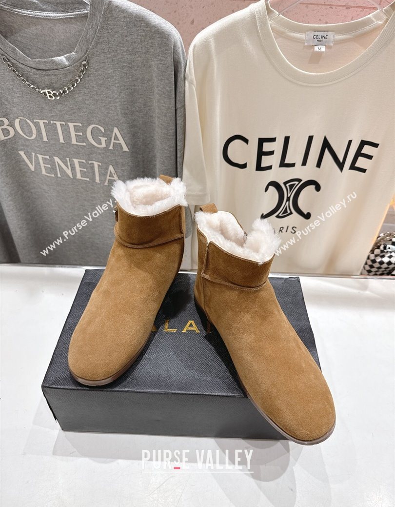 Alaia Suede and Wool Flat Ankle Boots Dark Beige 2025 AL102903 (MD-251029117)