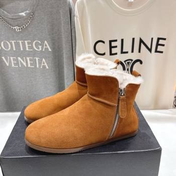 Alaia Suede and Wool Flat Ankle Boots Yellow 2025 AL102903 (MD-251029112)