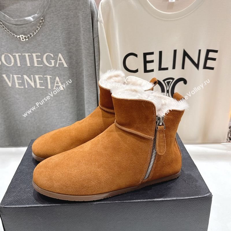 Alaia Suede and Wool Flat Ankle Boots Yellow 2025 AL102903 (MD-251029112)