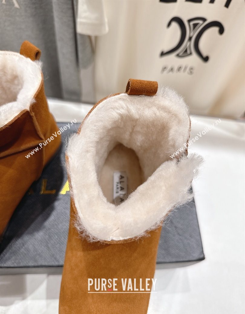 Alaia Suede and Wool Flat Ankle Boots Yellow 2025 AL102903 (MD-251029112)