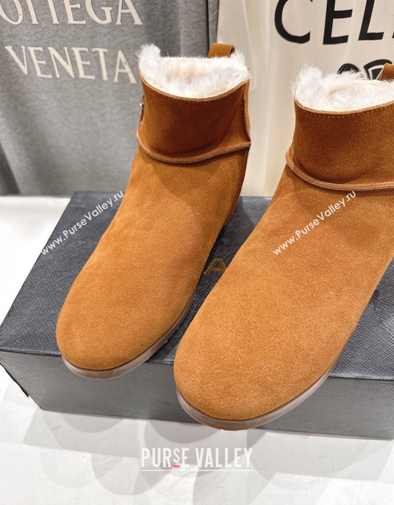 Alaia Suede and Wool Flat Ankle Boots Yellow 2025 AL102903 (MD-251029112)