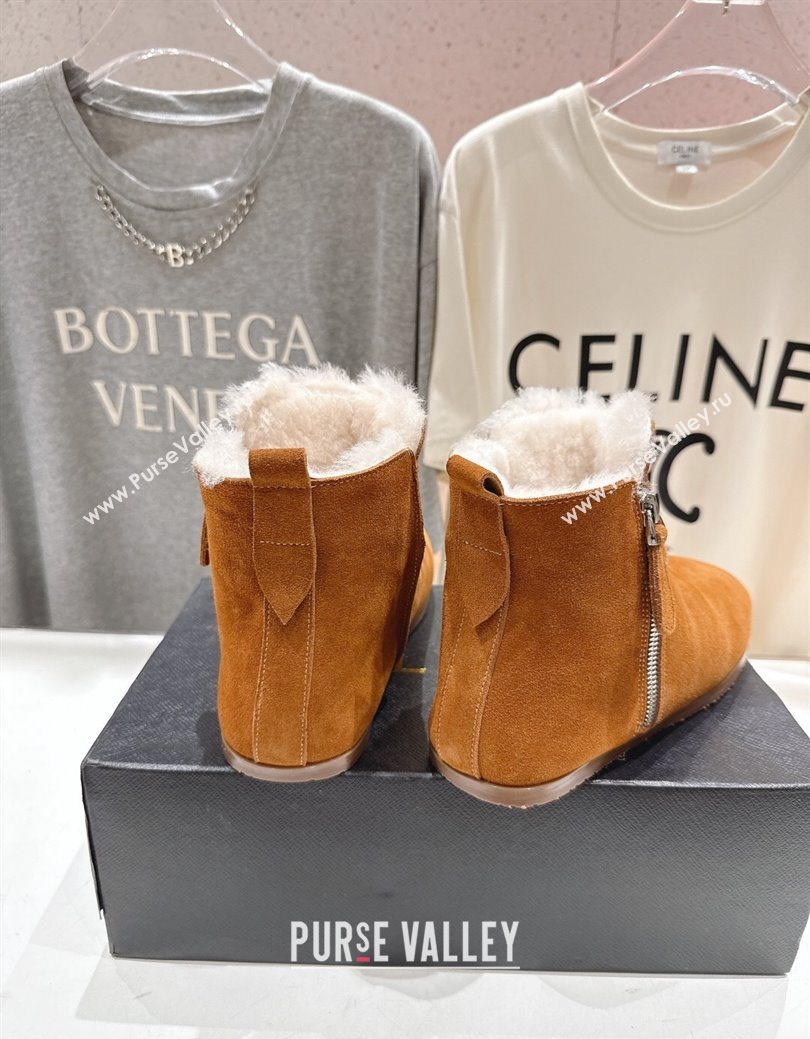 Alaia Suede and Wool Flat Ankle Boots Yellow 2025 AL102903 (MD-251029112)