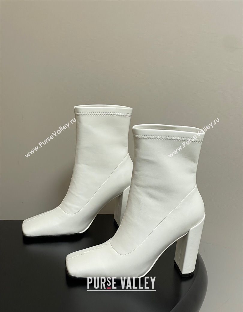Alaia Square Heel Ankle Boots 10cm in Calf Leather White 2025 AL102905 (MD-251029122)