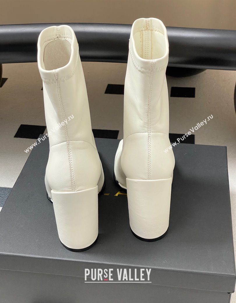Alaia Square Heel Ankle Boots 10cm in Calf Leather White 2025 AL102905 (MD-251029122)