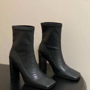 Alaia Square Heel Ankle Boots 10cm in Calf Leather Black 2025 AL102905 (MD-251029121)