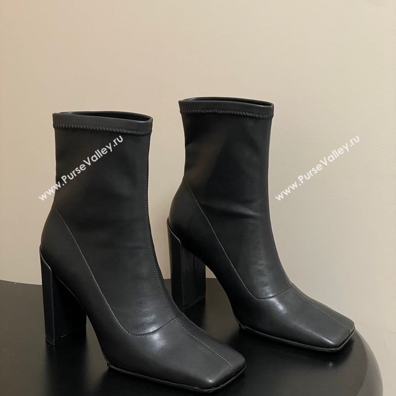 Alaia Square Heel Ankle Boots 10cm in Calf Leather Black 2025 AL102905 (MD-251029121)
