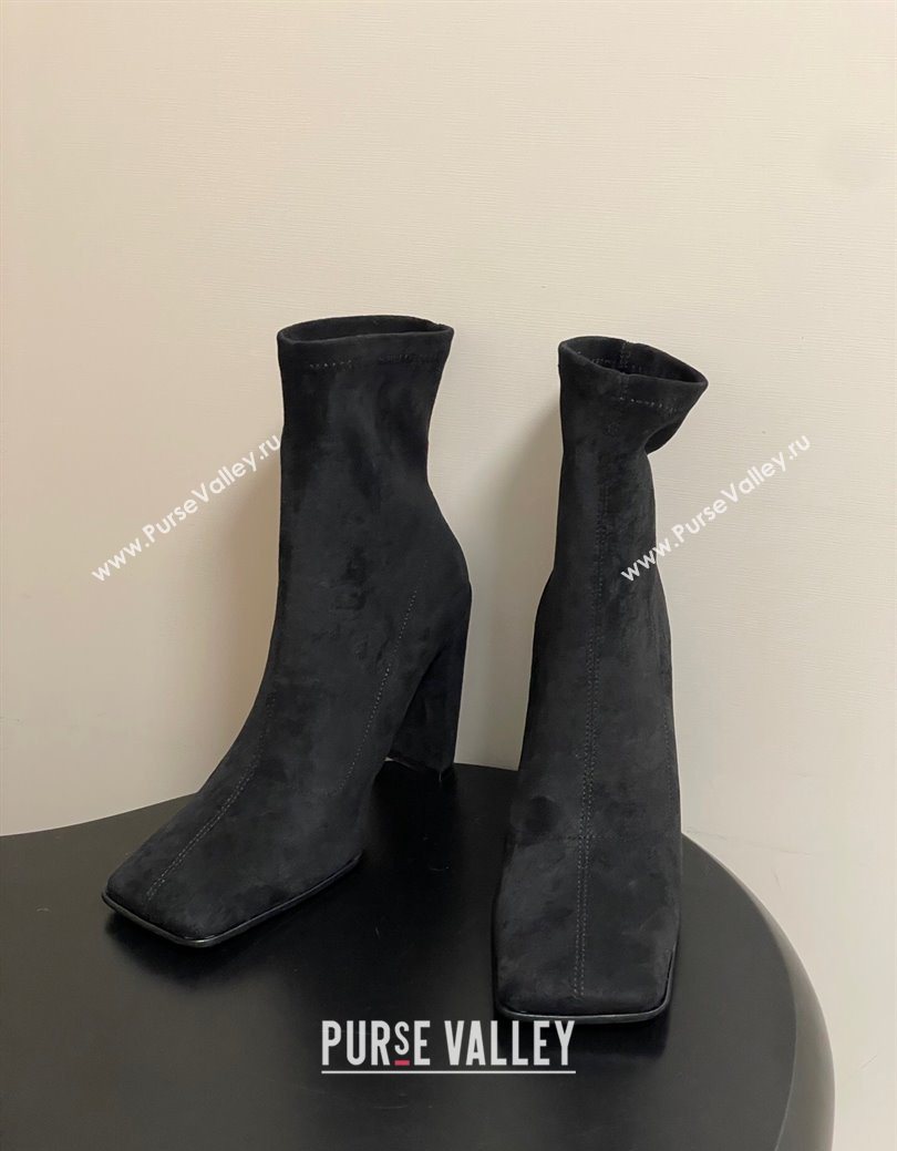 Alaia Square Heel Ankle Boots 10cm in Suede Black 2025 AL102905 (MD-251029123)