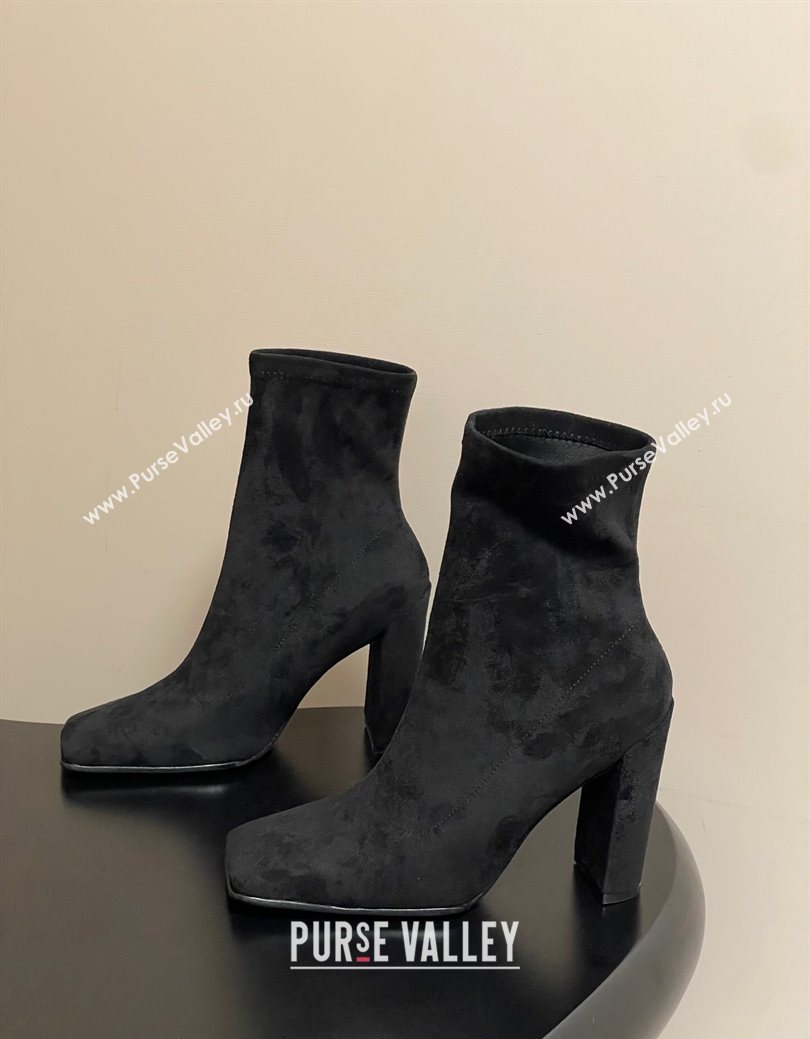 Alaia Square Heel Ankle Boots 10cm in Suede Black 2025 AL102905 (MD-251029123)