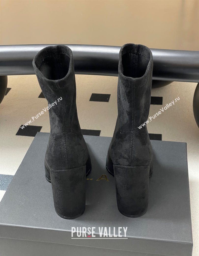 Alaia Square Heel Ankle Boots 10cm in Suede Black 2025 AL102905 (MD-251029123)