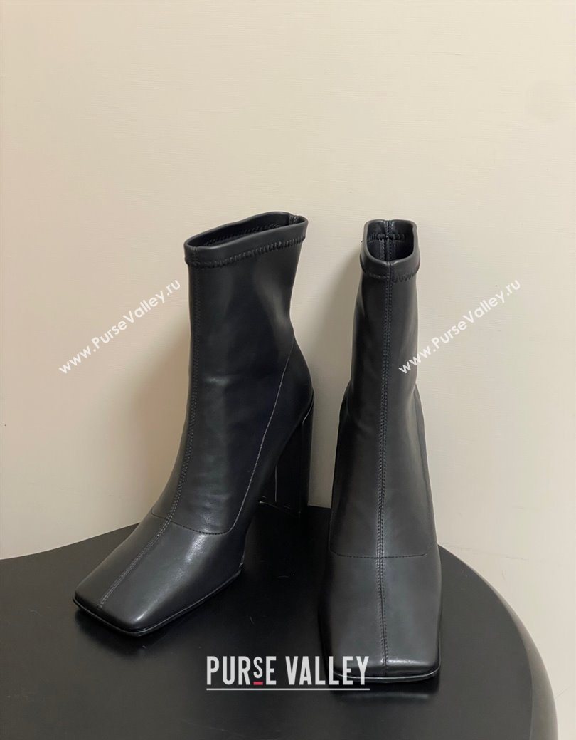 Alaia Square Heel Ankle Boots 10cm in Calf Leather Black 2025 AL102905 (MD-251029121)