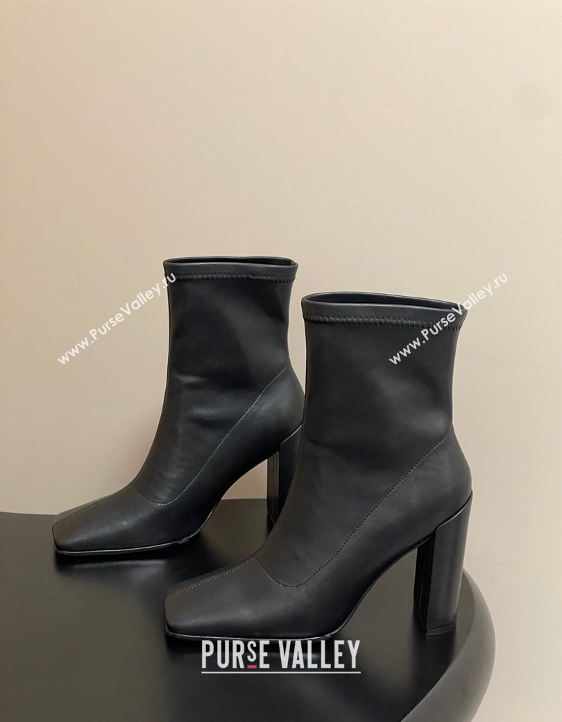 Alaia Square Heel Ankle Boots 10cm in Calf Leather Black 2025 AL102905 (MD-251029121)