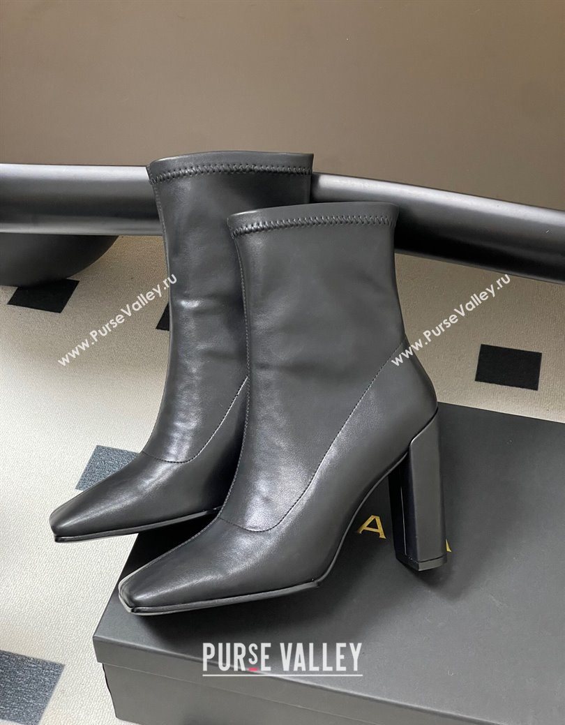 Alaia Square Heel Ankle Boots 10cm in Calf Leather Black 2025 AL102905 (MD-251029121)