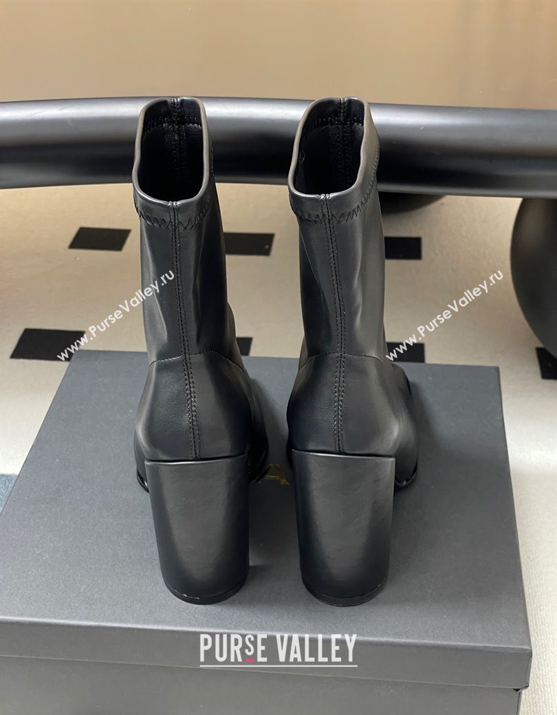 Alaia Square Heel Ankle Boots 10cm in Calf Leather Black 2025 AL102905 (MD-251029121)