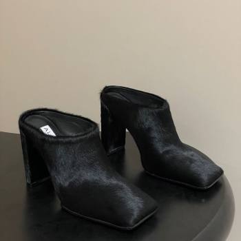 Alaia Square Mules 10cm in Haircalf Black 2025 AL102908 (MD-251029137)