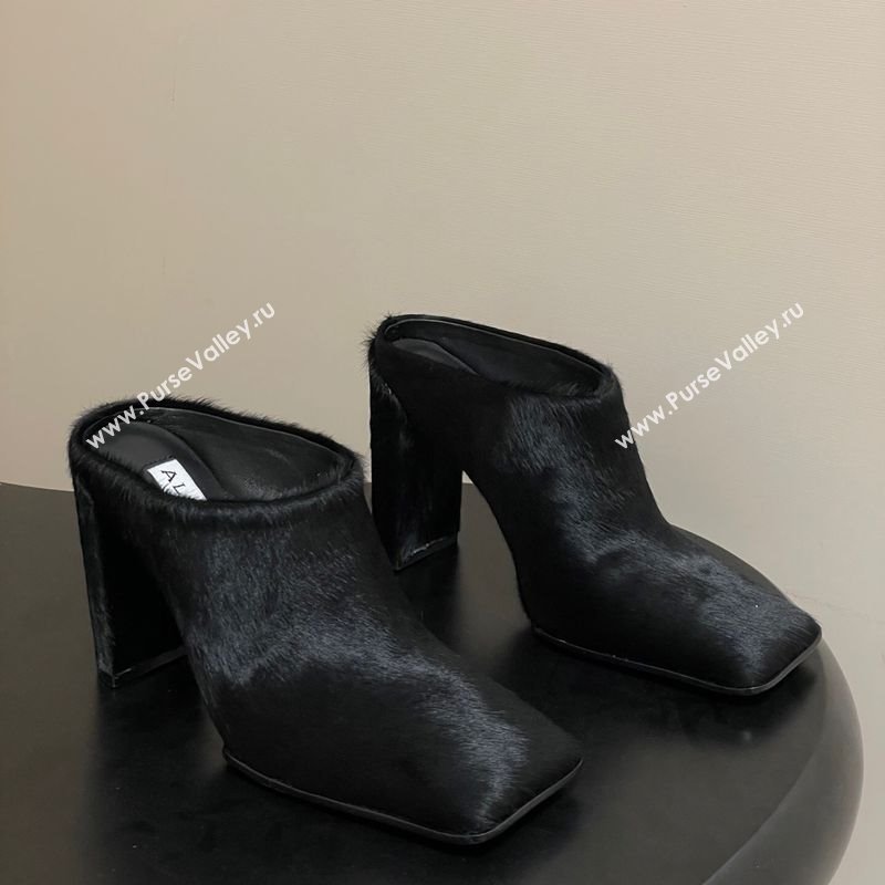 Alaia Square Mules 10cm in Haircalf Black 2025 AL102908 (MD-251029137)