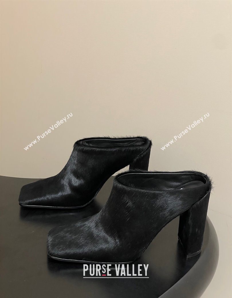 Alaia Square Mules 10cm in Haircalf Black 2025 AL102908 (MD-251029137)