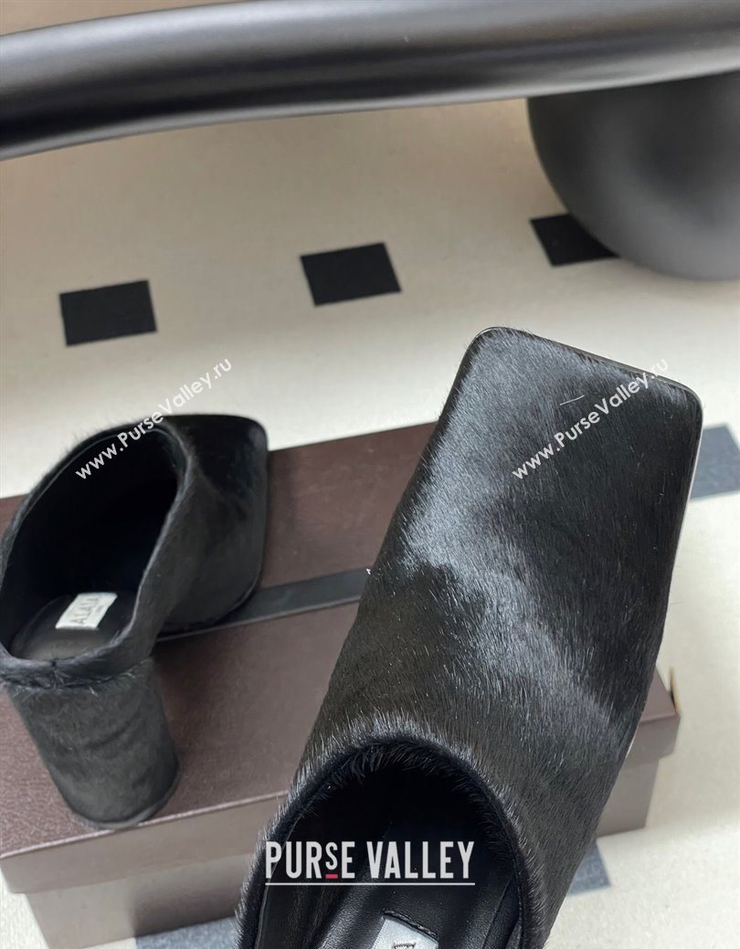 Alaia Square Mules 10cm in Haircalf Black 2025 AL102908 (MD-251029137)