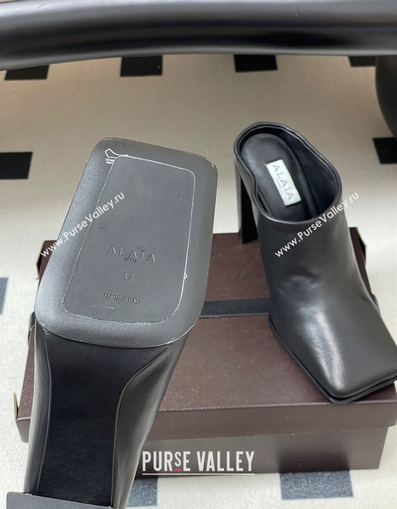 Alaia Square Mules 10cm in Calf Leather Black 2025 AL102908 (MD-251029135)