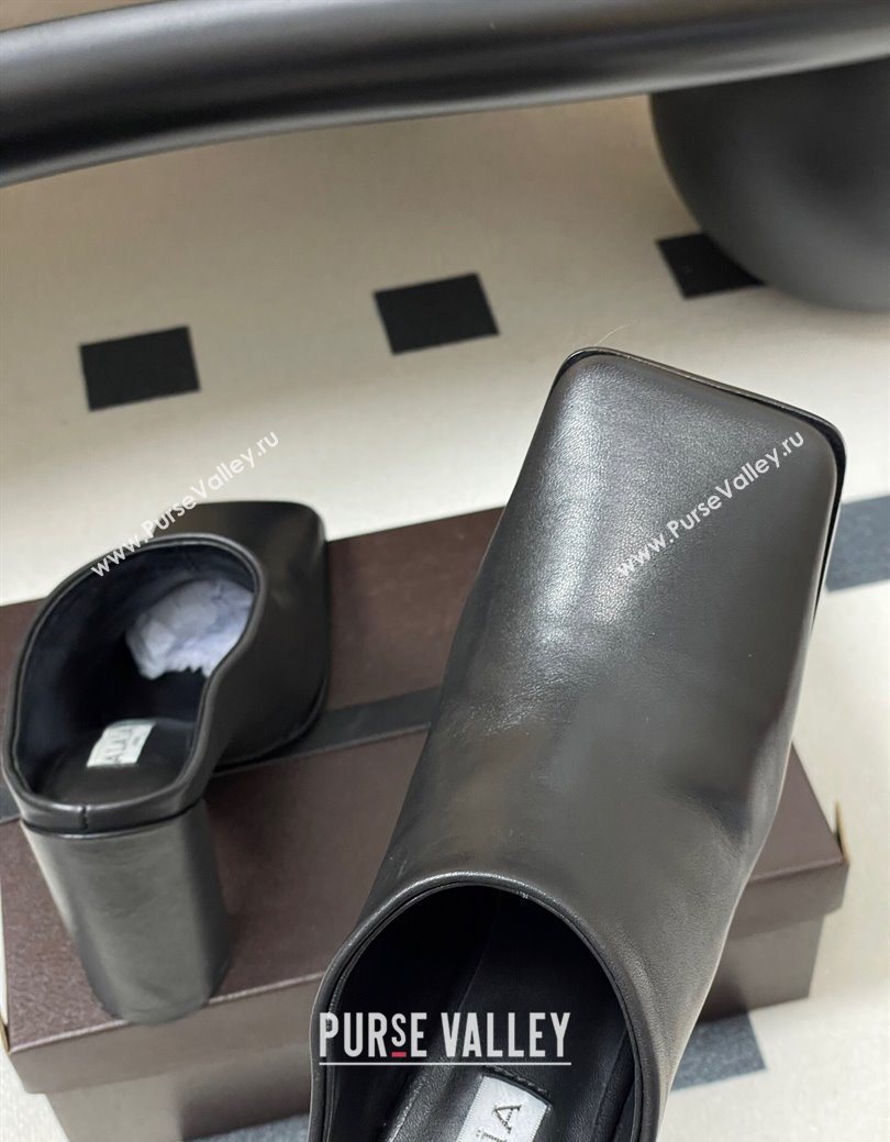 Alaia Square Mules 10cm in Calf Leather Black 2025 AL102908 (MD-251029135)