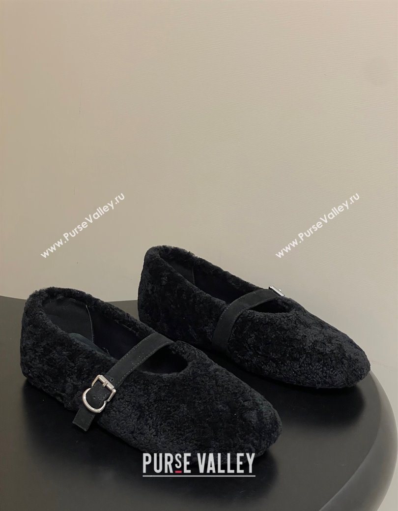 Alaia Ballet Flats in Shearling Wool Black 2025 AL102911 (MD-251029147)