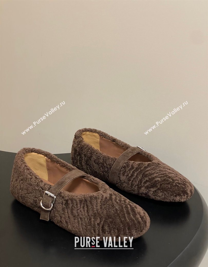 Alaia Ballet Flats in Shearling Wool Chocolate 2025 AL102911 (MD-251029150)