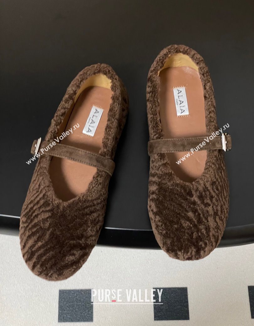 Alaia Ballet Flats in Shearling Wool Chocolate 2025 AL102911 (MD-251029150)