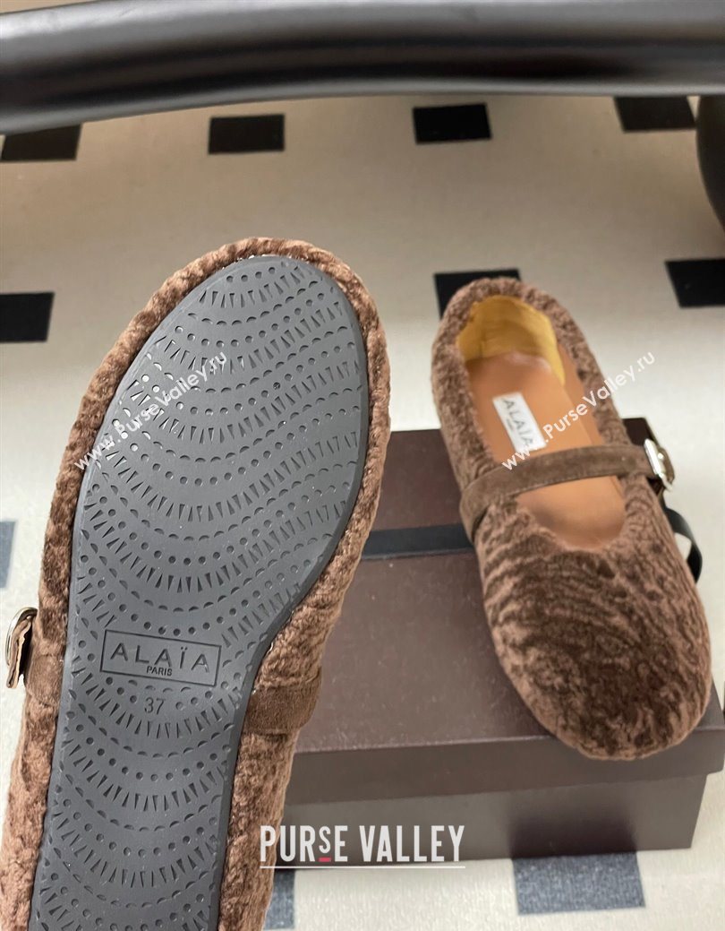Alaia Ballet Flats in Shearling Wool Chocolate 2025 AL102911 (MD-251029150)