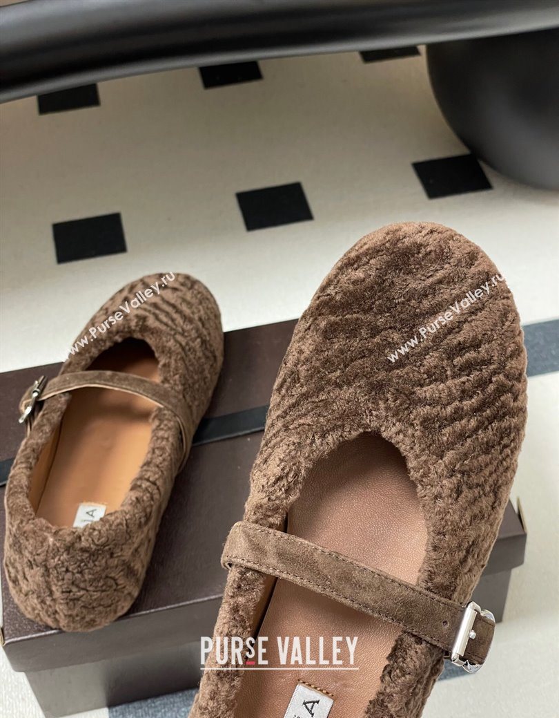 Alaia Ballet Flats in Shearling Wool Chocolate 2025 AL102911 (MD-251029150)