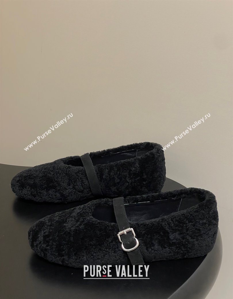 Alaia Ballet Flats in Shearling Wool Black 2025 AL102911 (MD-251029147)