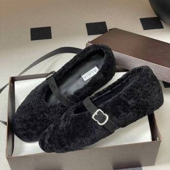 Alaia Ballet Flats in Shearling Wool Black 2025 AL102911 (MD-251029147)