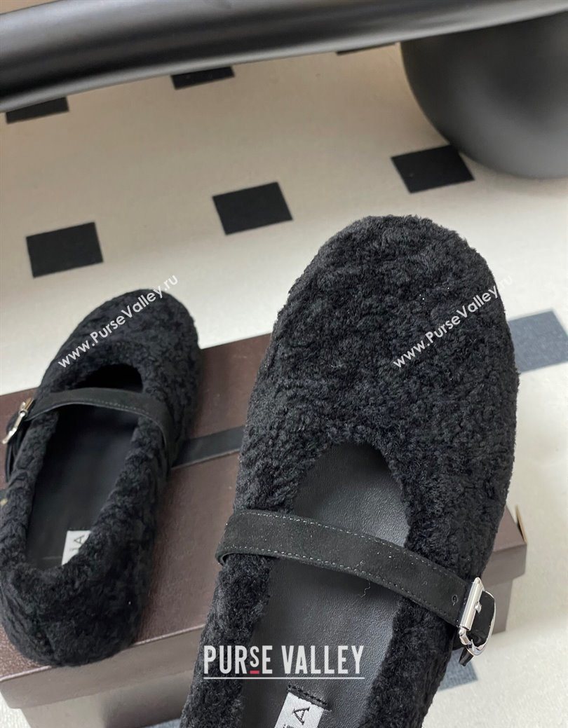 Alaia Ballet Flats in Shearling Wool Black 2025 AL102911 (MD-251029147)