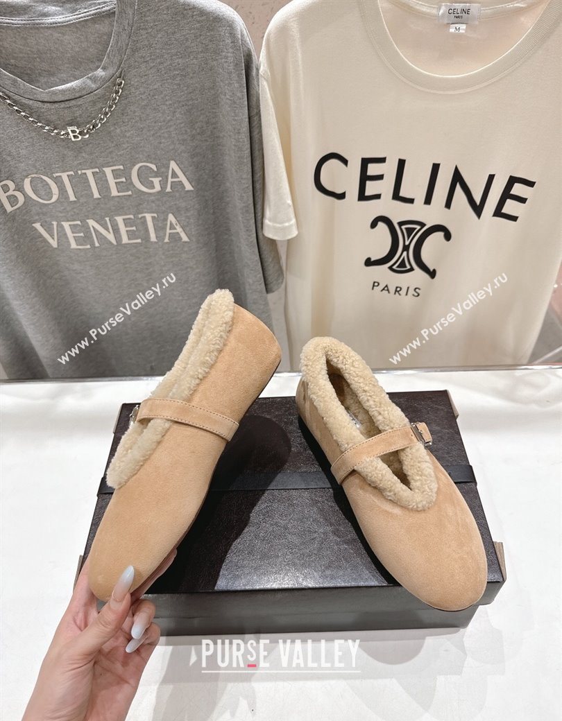 Alaia Ballet Flats in Suede and Wool Beige 2025 AL102901 (MD-251209011)