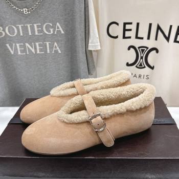 Alaia Ballet Flats in Suede and Wool Beige 2025 AL102901 (MD-251209011)