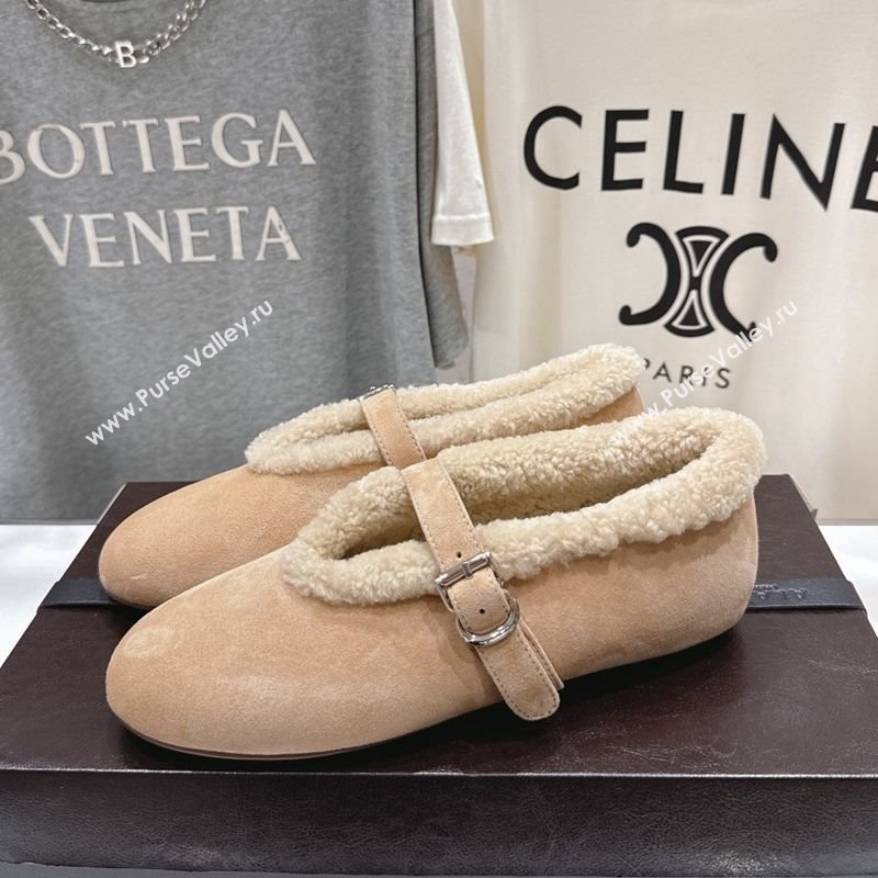 Alaia Ballet Flats in Suede and Wool Beige 2025 AL102901 (MD-251209011)