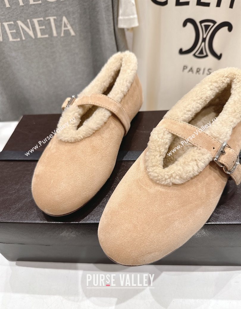 Alaia Ballet Flats in Suede and Wool Beige 2025 AL102901 (MD-251209011)