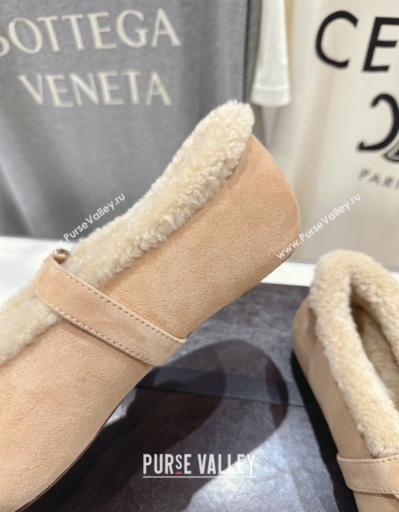 Alaia Ballet Flats in Suede and Wool Beige 2025 AL102901 (MD-251209011)