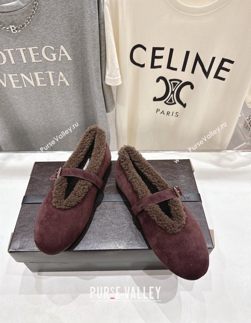 Alaia Ballet Flats in Suede and Wool Dark Brown 2025 AL102901 (MD-251209012)