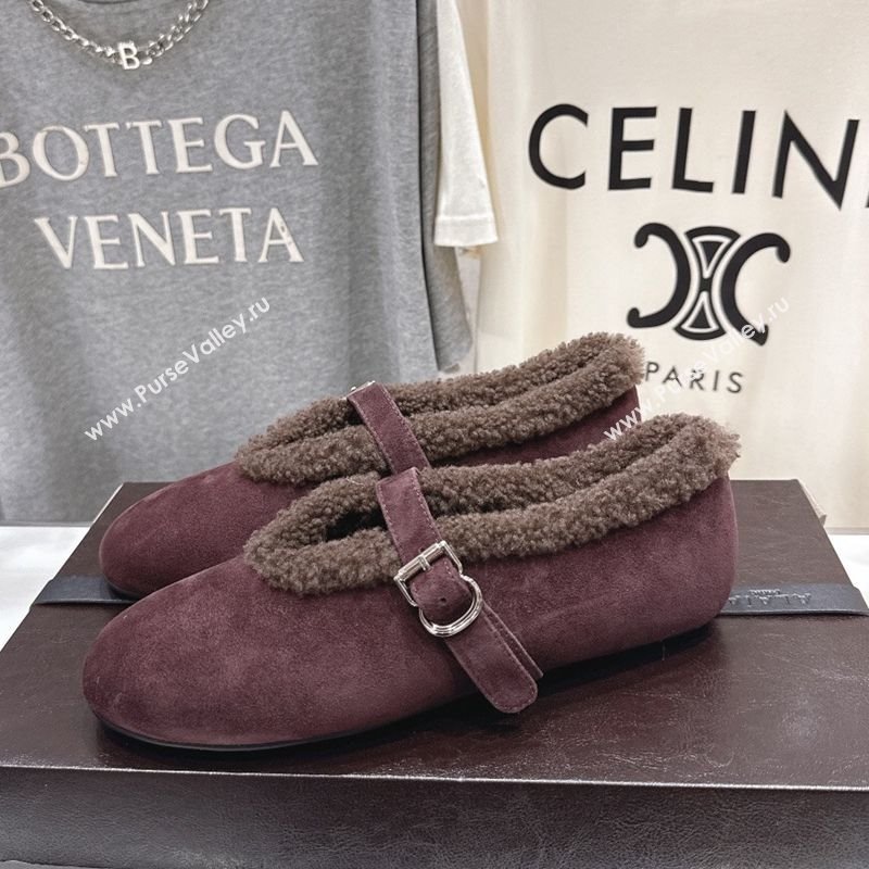 Alaia Ballet Flats in Suede and Wool Dark Brown 2025 AL102901 (MD-251209012)