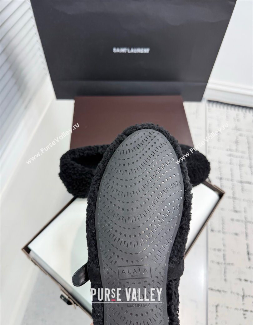 Alaia Ballet Flats in Shearling Wool Black 2025 AL120901 (KER-251209001)