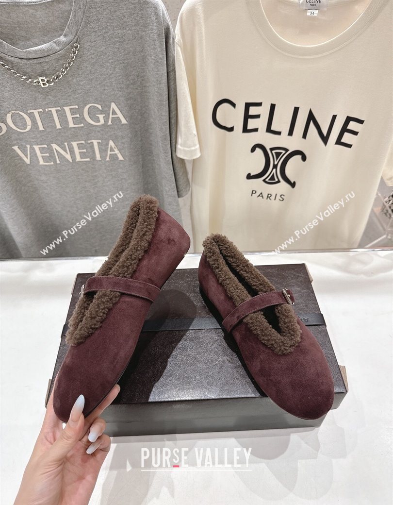 Alaia Ballet Flats in Suede and Wool Dark Brown 2025 AL102901 (MD-251209012)