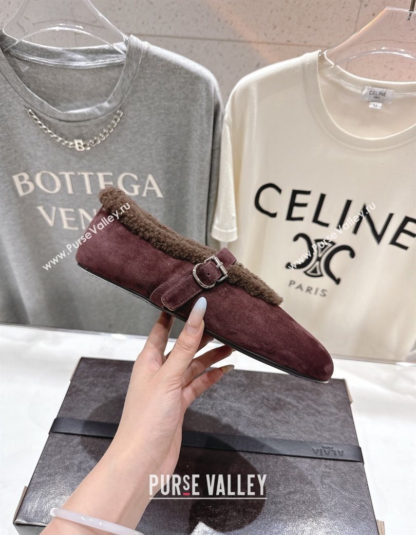 Alaia Ballet Flats in Suede and Wool Dark Brown 2025 AL102901 (MD-251209012)