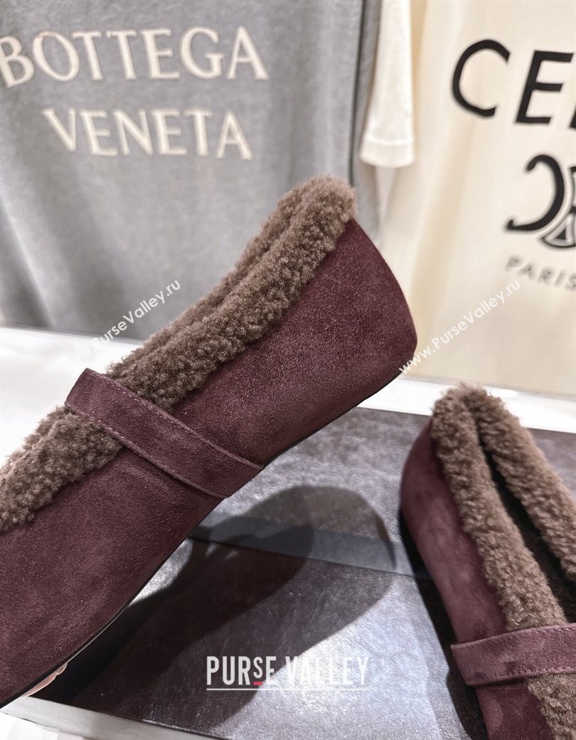 Alaia Ballet Flats in Suede and Wool Dark Brown 2025 AL102901 (MD-251209012)