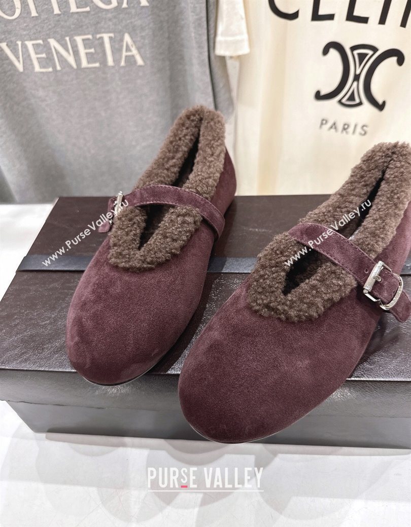 Alaia Ballet Flats in Suede and Wool Dark Brown 2025 AL102901 (MD-251209012)