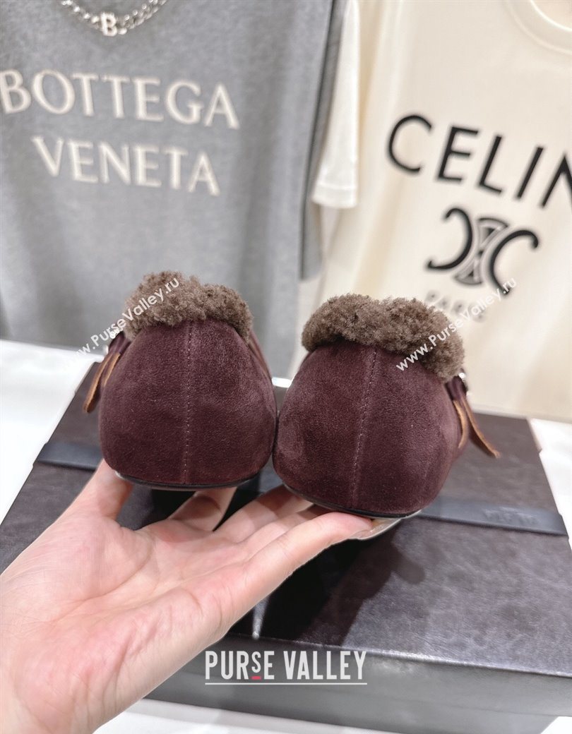 Alaia Ballet Flats in Suede and Wool Dark Brown 2025 AL102901 (MD-251209012)