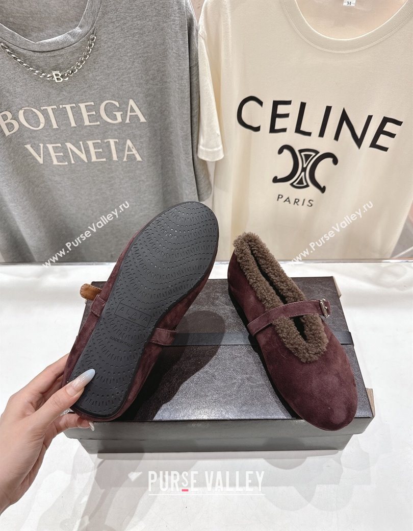 Alaia Ballet Flats in Suede and Wool Dark Brown 2025 AL102901 (MD-251209012)