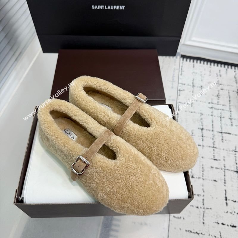 Alaia Ballet Flats in Shearling Wool Beige 2025 AL120901 (KER-251209002)