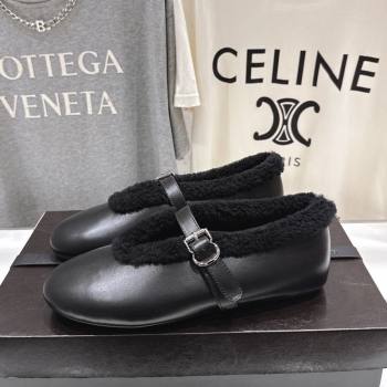 Alaia Ballet Flats in Leather and Wool Black 2025 AL102901 (MD-251209015)