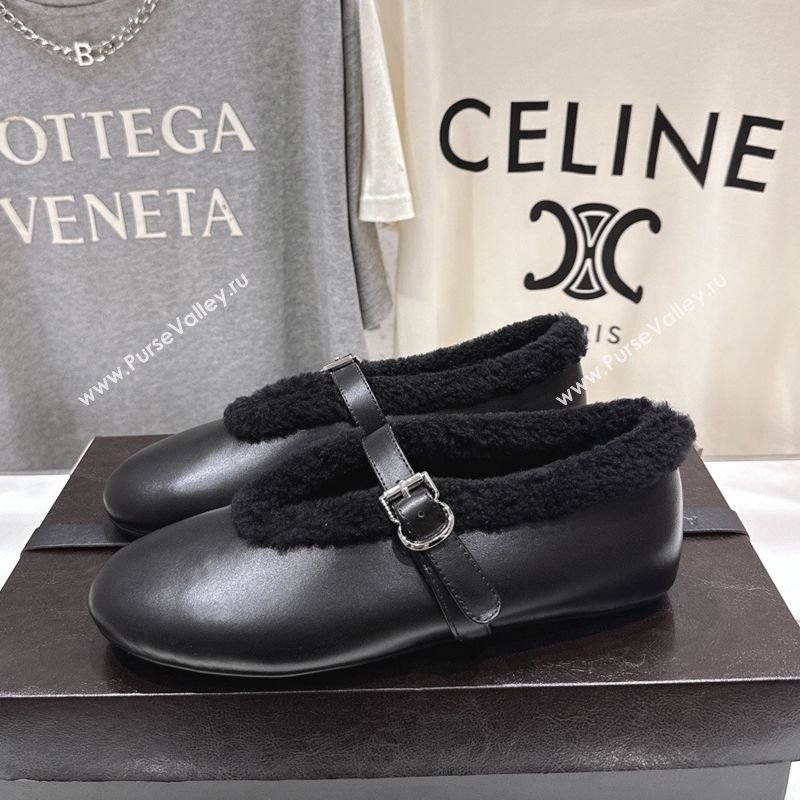 Alaia Ballet Flats in Leather and Wool Black 2025 AL102901 (MD-251209015)